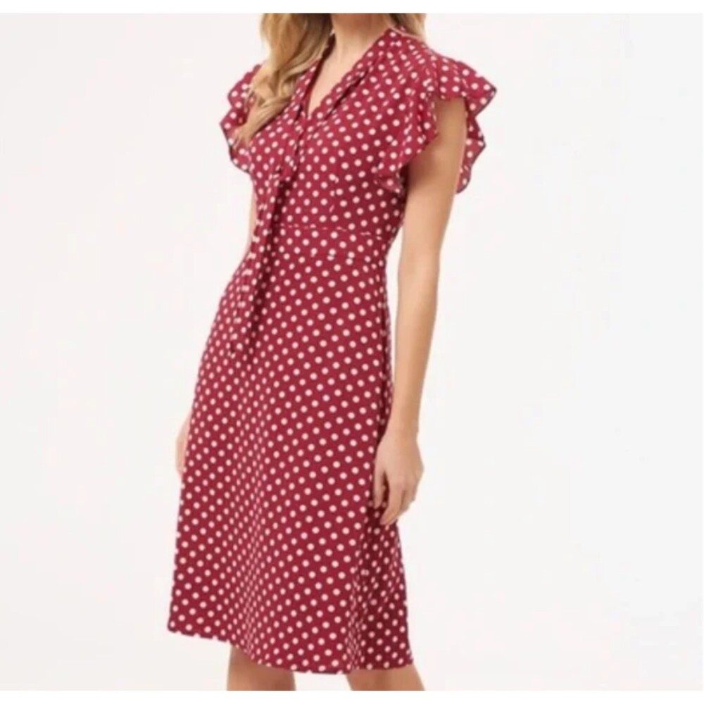 Sugarhill Brighton Florrie Winter Kiss Polka Dot Ruffle Dress NWOT Size 4